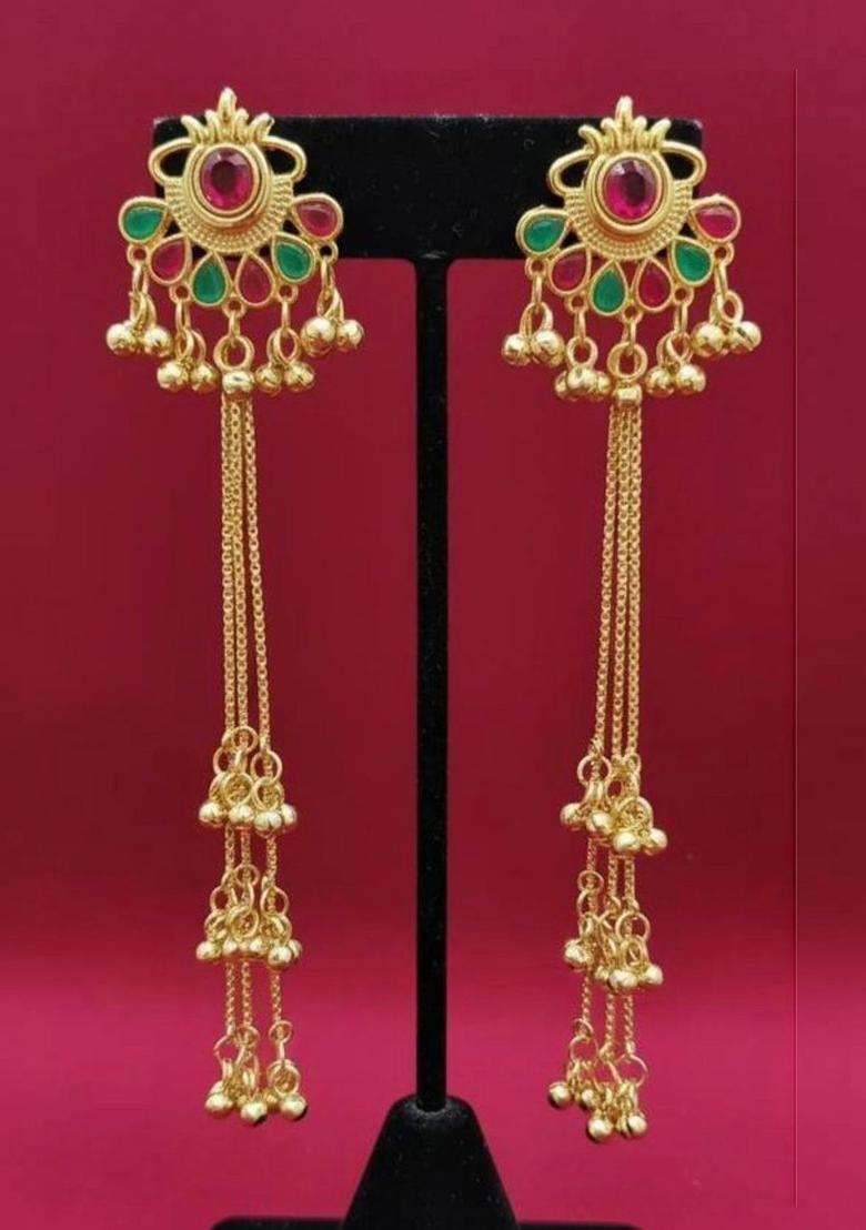 Gold-Plated Floral Drop Earrings for Women | Traditional Ethnic Jewellery for Wedding & Festive Wear | Gift for Her - Indya