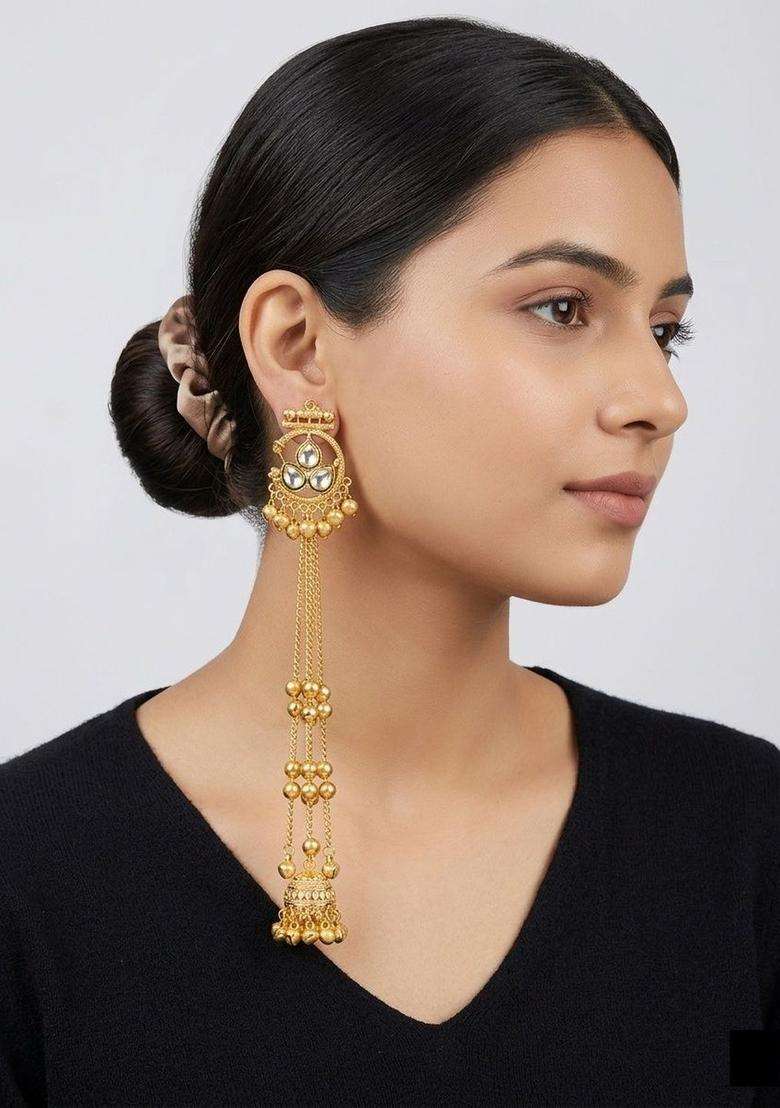 Gold-Plated Circular Earrings for Women | Traditional Ethnic Jewellery for Wedding & Festive Wear | Gift for Her - Indya