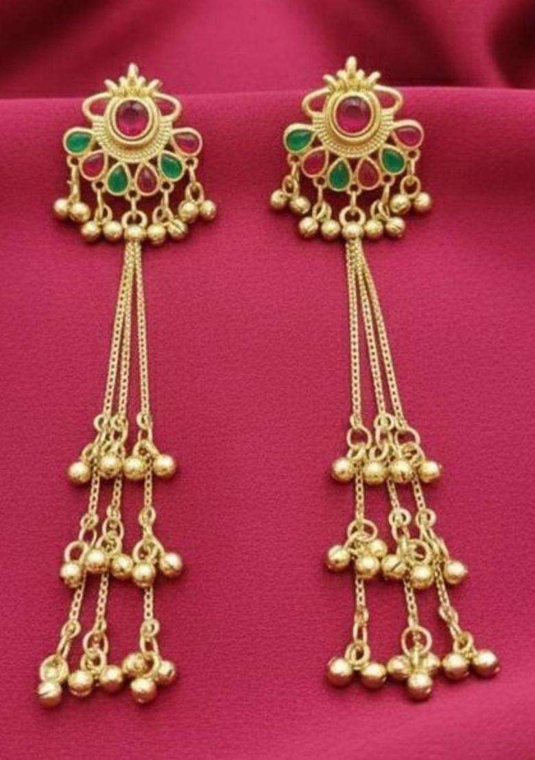 Gold-Plated Floral Drop Earrings for Women | Traditional Ethnic Jewellery for Wedding & Festive Wear | Gift for Her - Indya