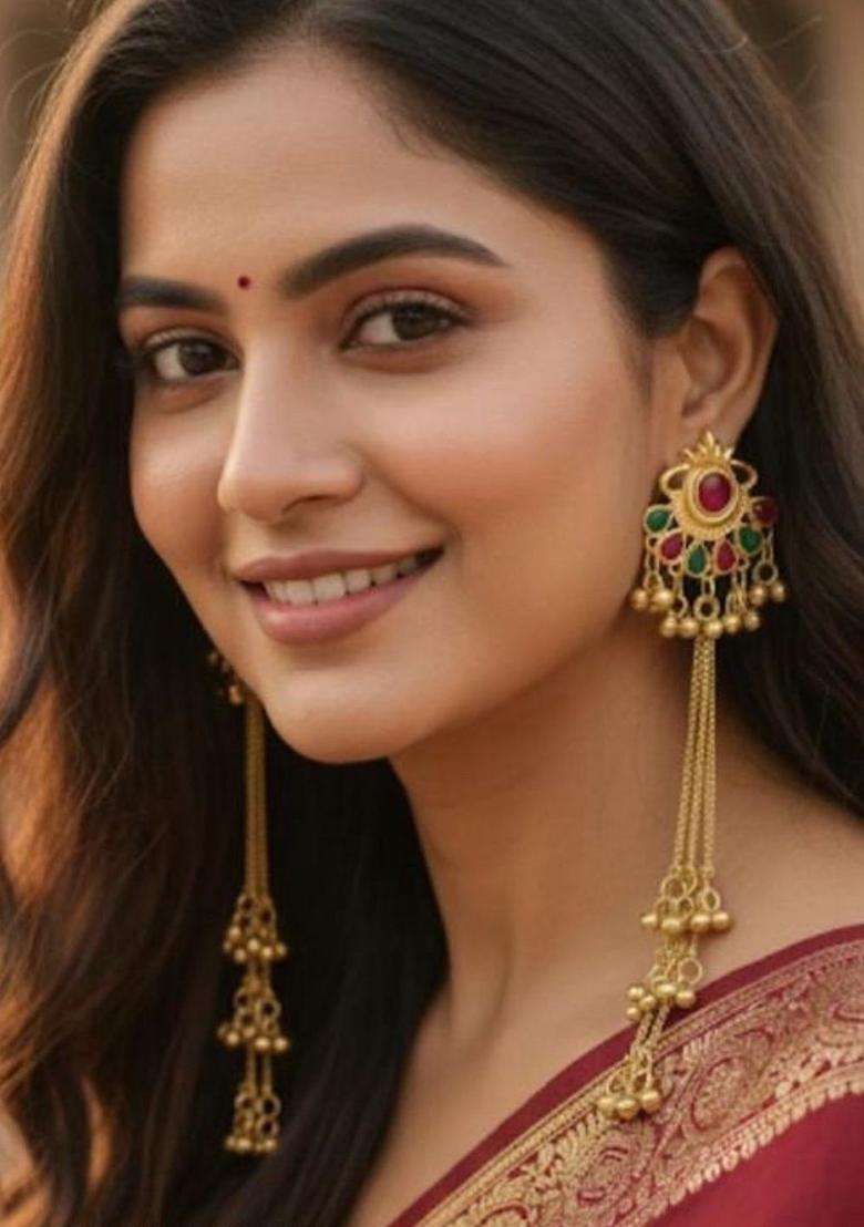 Gold-Plated Floral Drop Earrings for Women | Traditional Ethnic Jewellery for Wedding & Festive Wear | Gift for Her - Indya