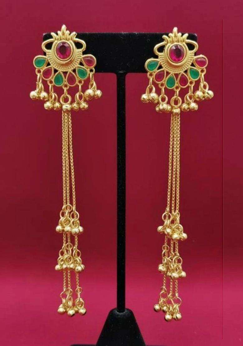 Gold-Plated Floral Drop Earrings for Women | Traditional Ethnic Jewellery for Wedding & Festive Wear | Gift for Her - Indya