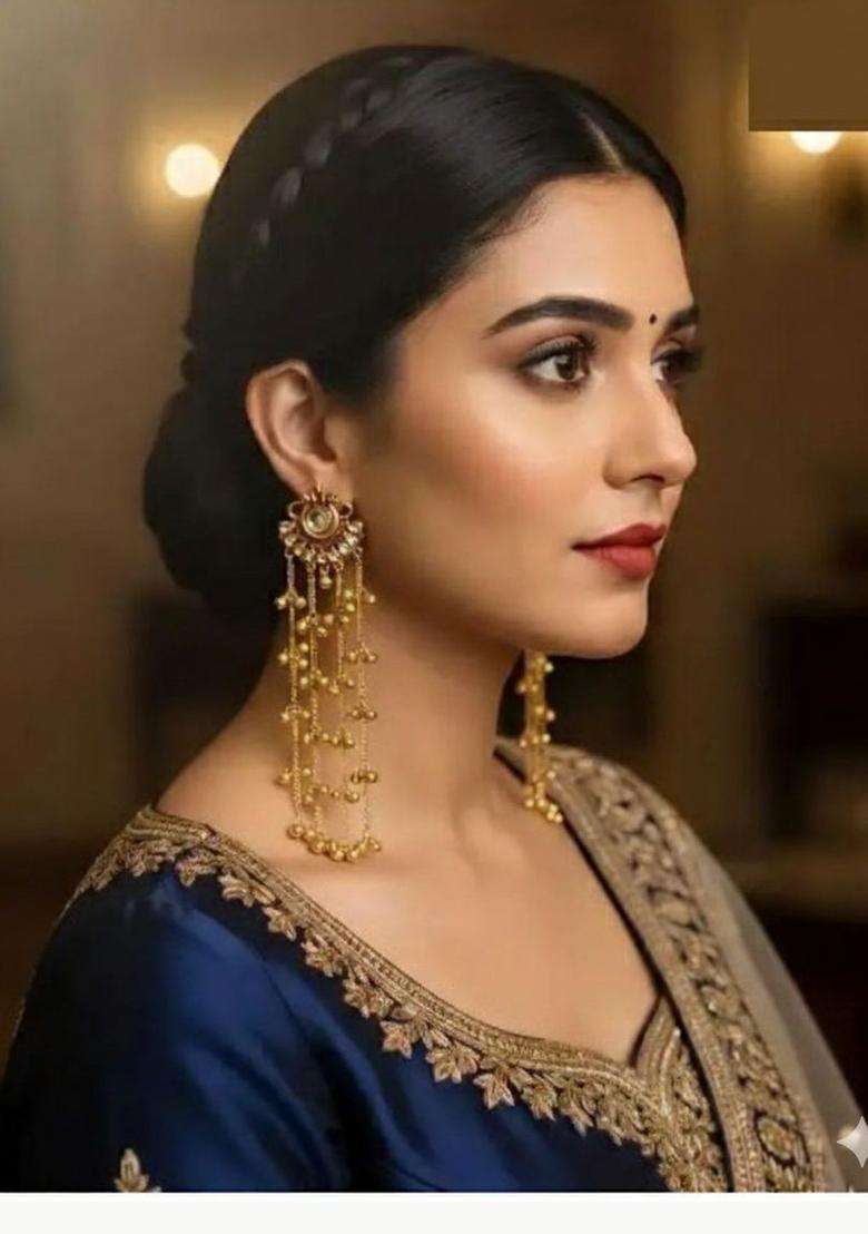 Gold-Plated Contemporary Drop Earrings for Women | Traditional Ethnic Jewellery for Wedding & Festive Wear | Gift for Her - Indya