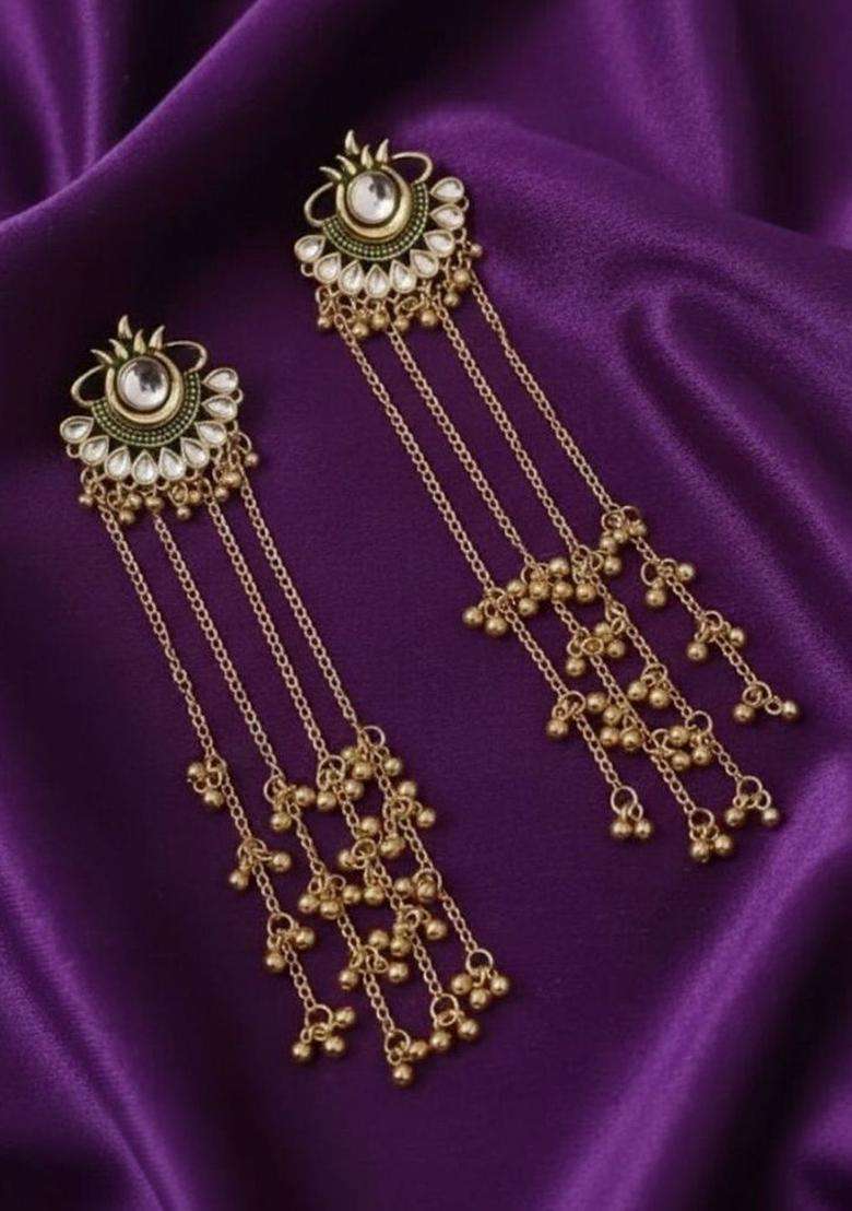 Gold-Plated Floral Drop Earrings for Women | Traditional Ethnic Jewellery for Wedding & Festive Wear | Gift for Her - Indya