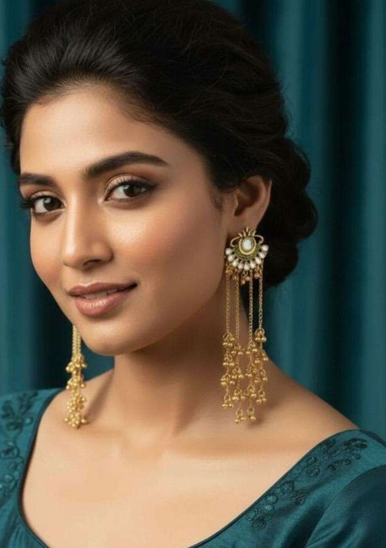 Gold-Plated Floral Drop Earrings for Women | Traditional Ethnic Jewellery for Wedding & Festive Wear | Gift for Her - Indya