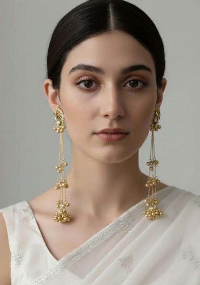 Gold-Plated Geometric Earrings for Women | Traditional Ethnic Jewellery for Wedding & Festive Wear | Gift for Her - Indya