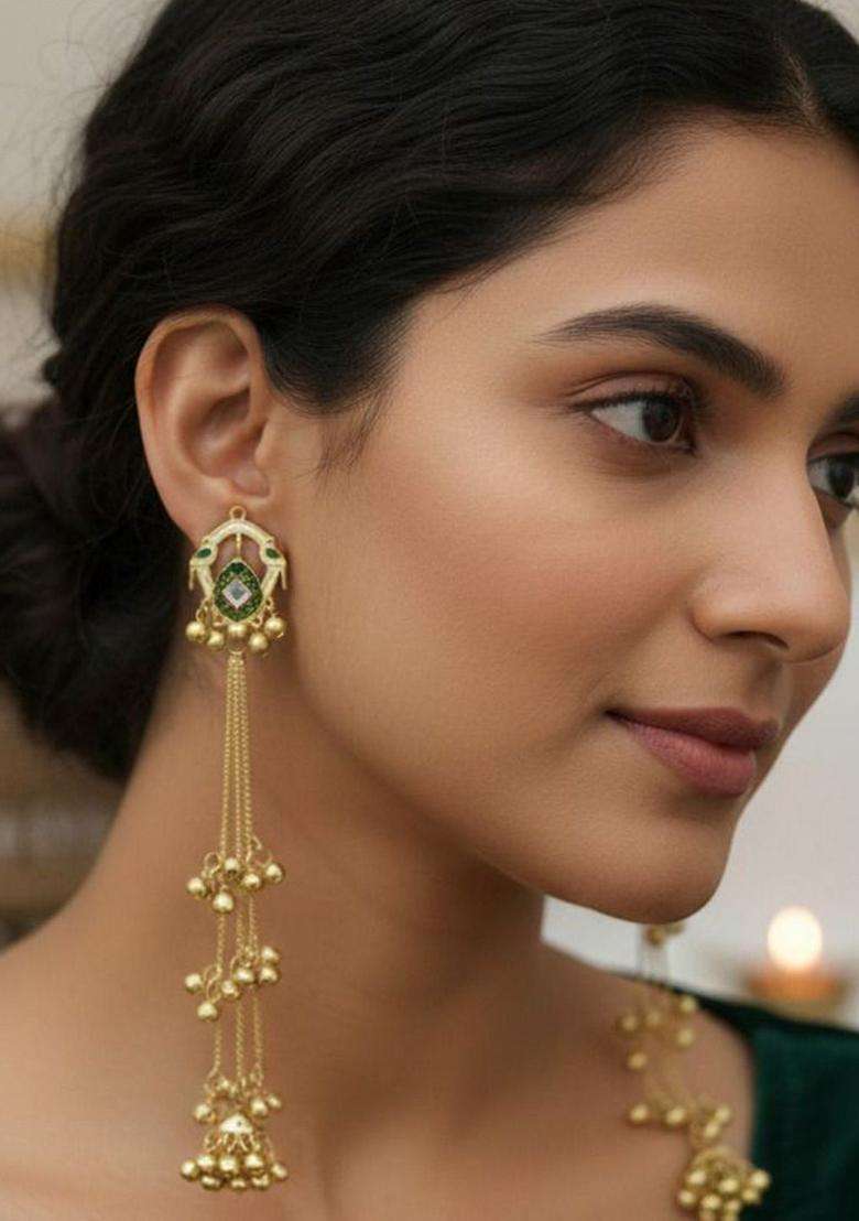 Gold-Plated Geometric Earrings for Women | Traditional Ethnic Jewellery for Wedding & Festive Wear | Gift for Her - Indya