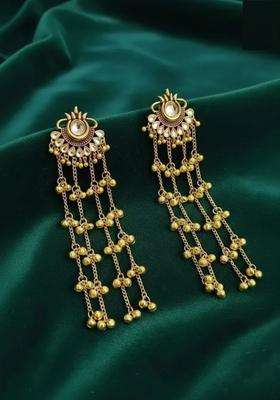 Gold-Plated Contemporary Drop Earrings for Women | Traditional Ethnic Jewellery for Wedding & Festive Wear | Gift for Her