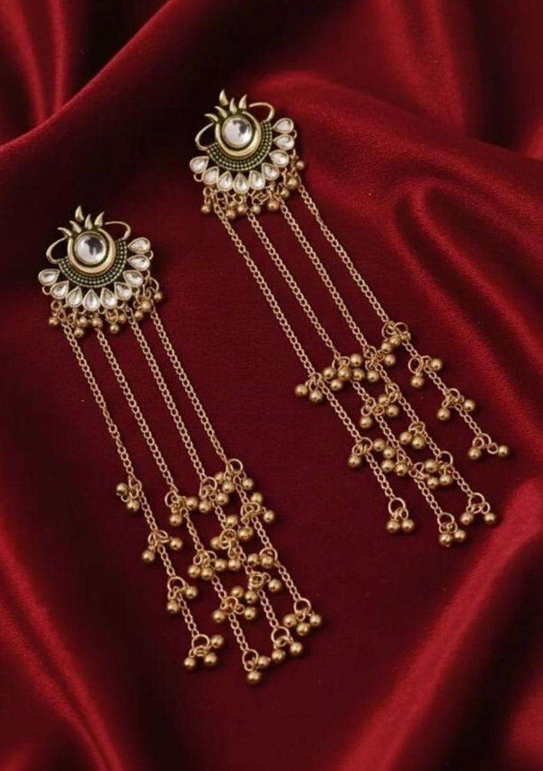 Gold-Plated Floral Earrings for Women | Traditional Ethnic Jewellery for Wedding & Festive Wear | Gift for Her - Indya