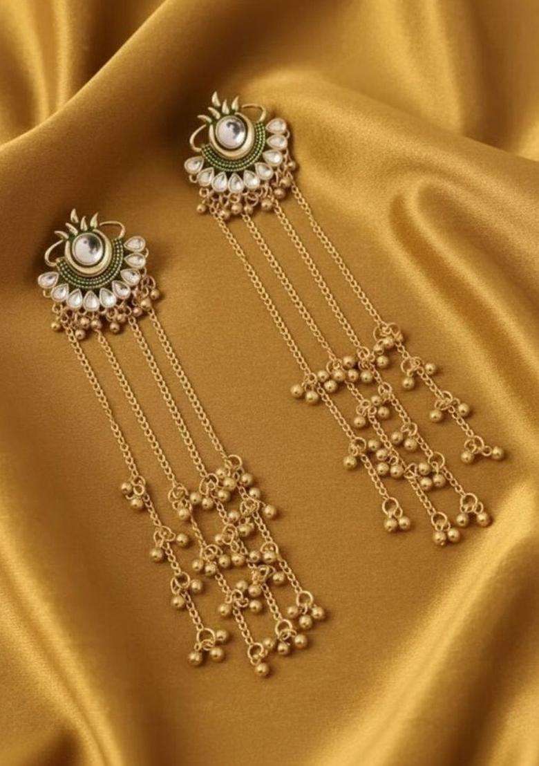 Gold-Plated Floral Earrings for Women | Traditional Ethnic Jewellery for Wedding & Festive Wear | Gift for Her - Indya