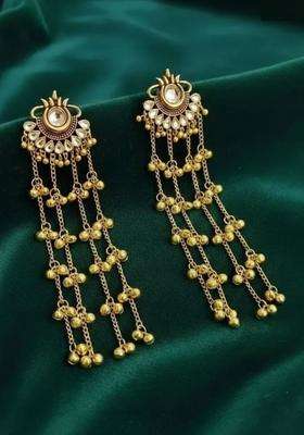 Gold-Plated Geometric Drop Earrings for Women | Traditional Ethnic Jewellery for Wedding & Festive Wear | Gift for Her