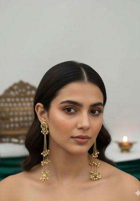 Gold-Plated Contemporary Drop Earrings for Women | Traditional Ethnic Jewellery for Wedding & Festive Wear | Gift for Her