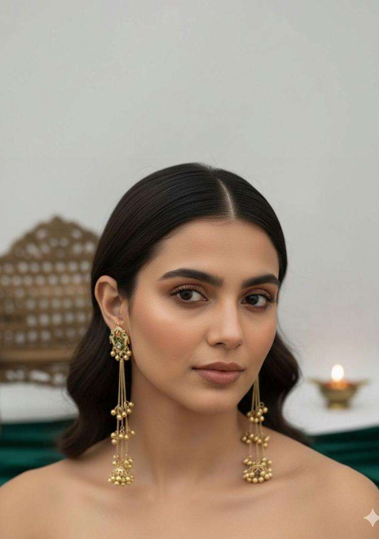 Gold-Plated Contemporary Drop Earrings for Women | Traditional Ethnic Jewellery for Wedding & Festive Wear | Gift for Her - Indya