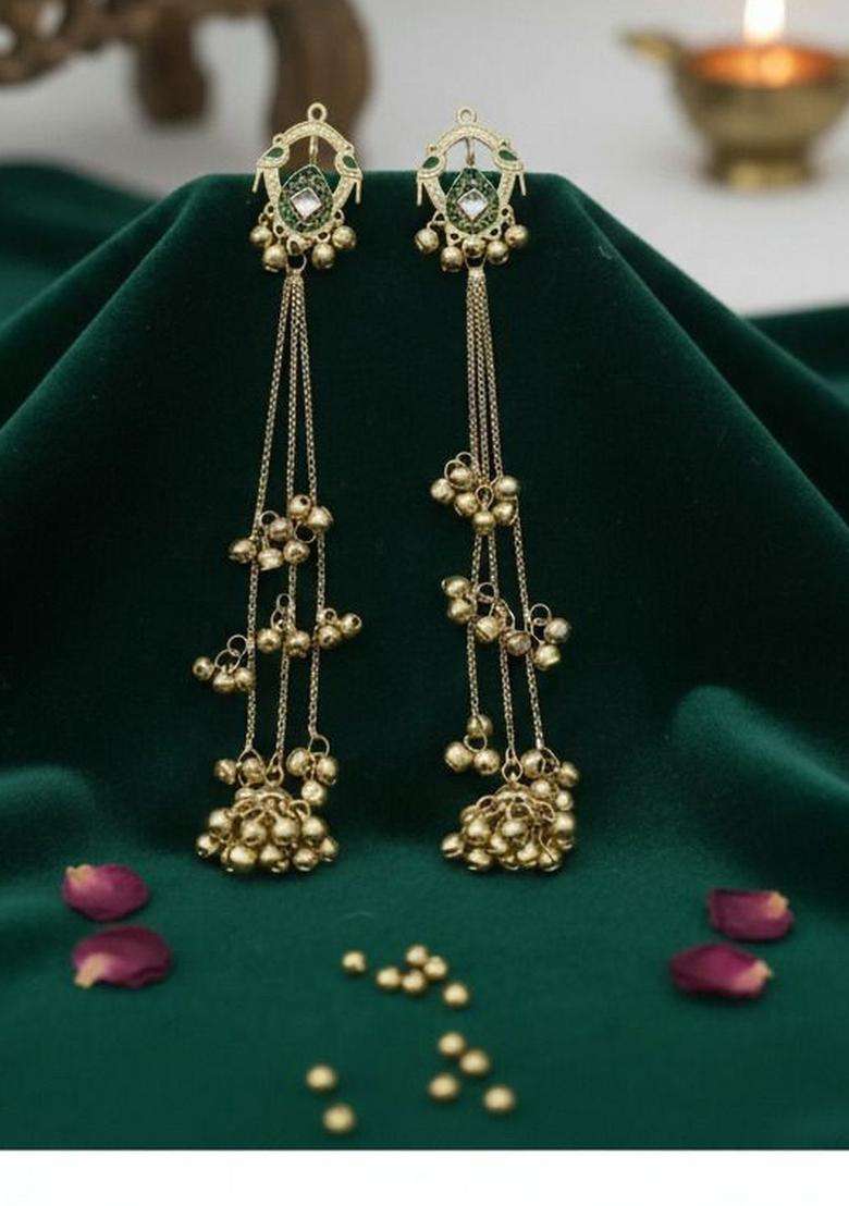 Gold-Plated Contemporary Drop Earrings for Women | Traditional Ethnic Jewellery for Wedding & Festive Wear | Gift for Her - Indya