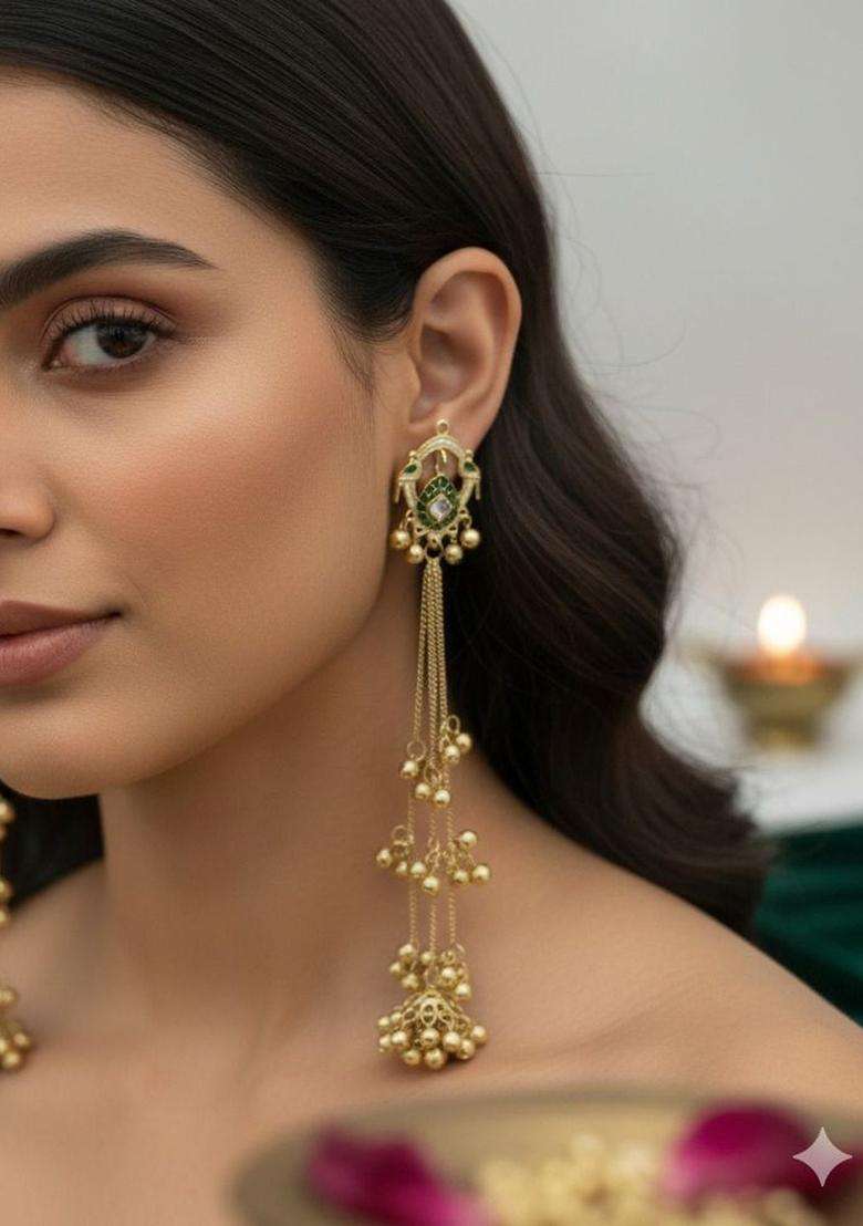 Gold-Plated Contemporary Drop Earrings for Women | Traditional Ethnic Jewellery for Wedding & Festive Wear | Gift for Her - Indya