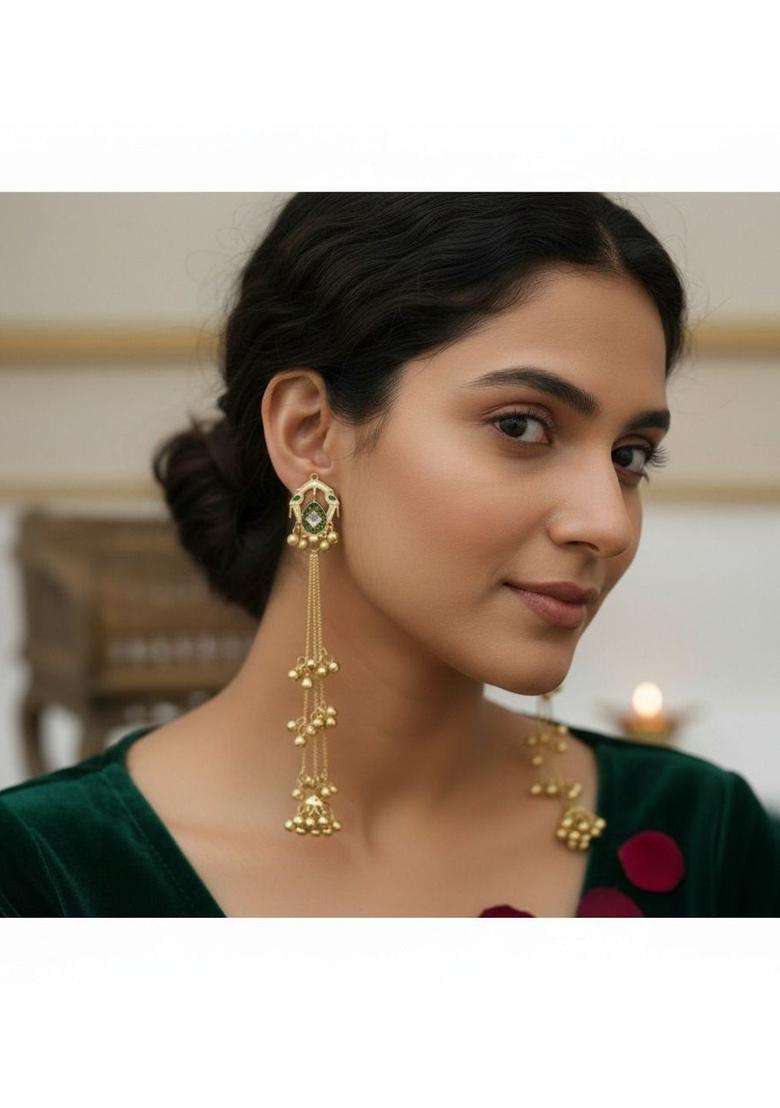 Gold-Plated Contemporary Drop Earrings for Women | Traditional Ethnic Jewellery for Wedding & Festive Wear | Gift for Her - Indya