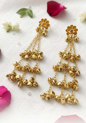 Gold-Plated Contemporary Drop Earrings for Women | Traditional Ethnic Jewellery for Wedding & Festive Wear | Gift for Her