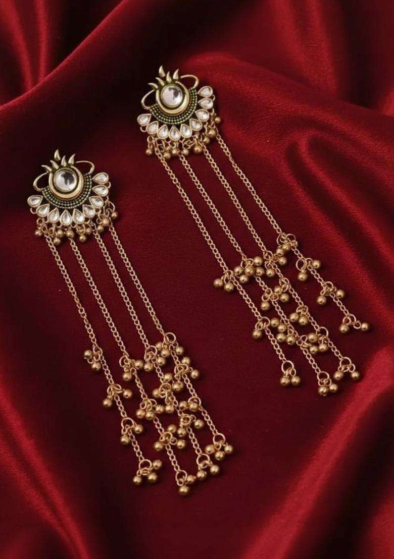 Gold-Plated Classic Drop Earrings for Women | Traditional Ethnic Jewellery for Wedding & Festive Wear | Gift for Her - Indya