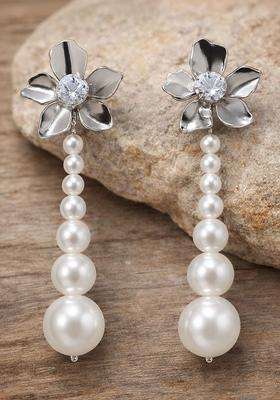 Silver-Plated Diamond Shaped Drop Earrings with CZ Stone for Women | Stylish Party & Everyday Wear | Gift for Her