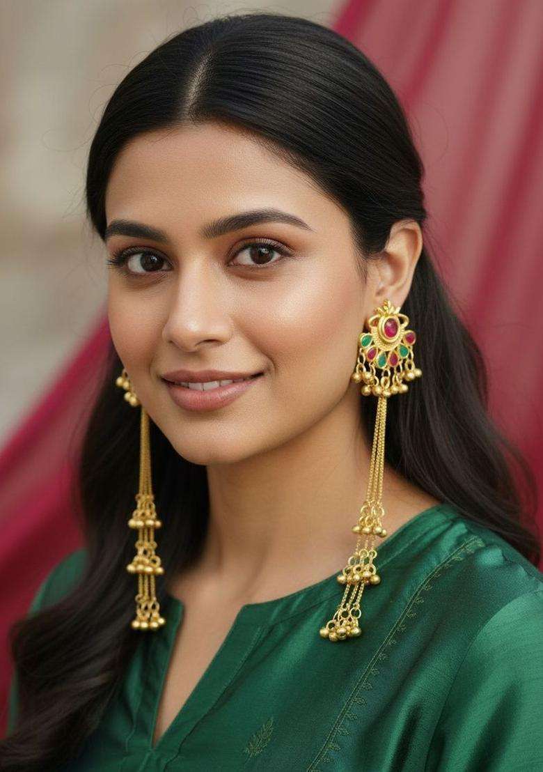 Gold-Plated Floral Drop Earrings for Women | Traditional Ethnic Jewellery for Wedding & Festive Wear | Gift for Her - Indya