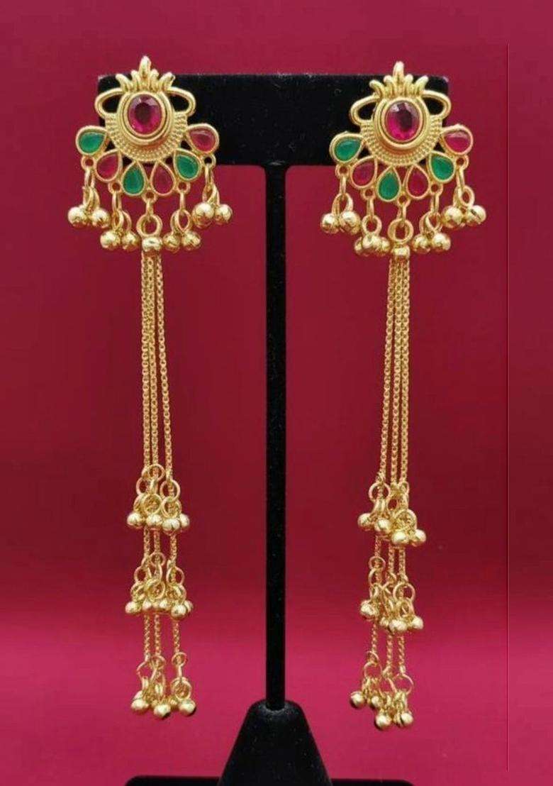 Gold-Plated Floral Drop Earrings for Women | Traditional Ethnic Jewellery for Wedding & Festive Wear | Gift for Her - Indya