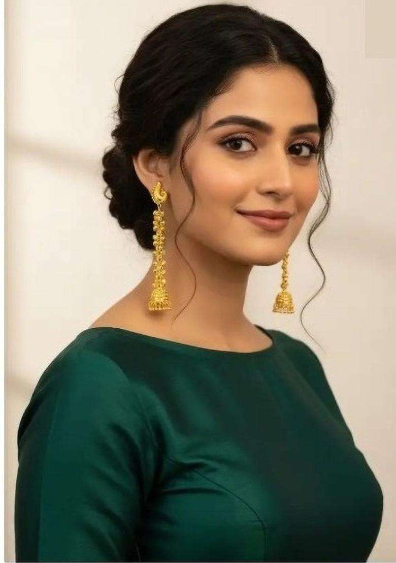 Gold-Plated Peacock Shaped Jhumkas Earrings for Women | Traditional Ethnic Jewellery for Wedding & Festive Wear | Gift for Her - Indya