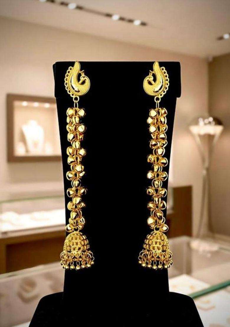 Gold-Plated Peacock Shaped Jhumkas Earrings for Women | Traditional Ethnic Jewellery for Wedding & Festive Wear | Gift for Her - Indya