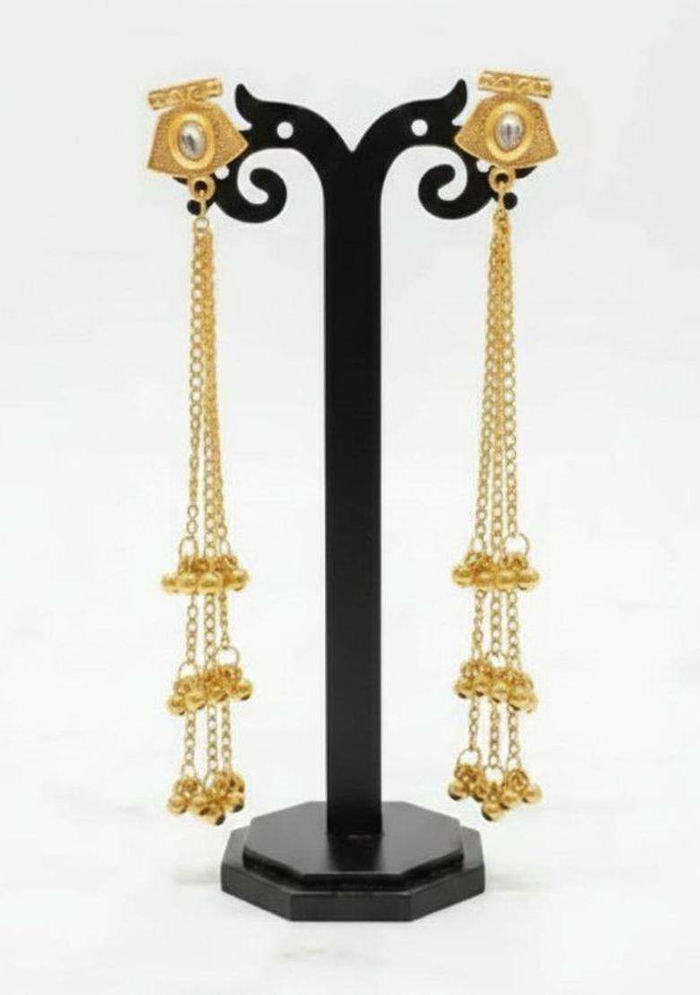 Gold-Plated Contemporary Drop Earrings for Women | Traditional Ethnic Jewellery for Wedding & Festive Wear | Gift for Her - Indya