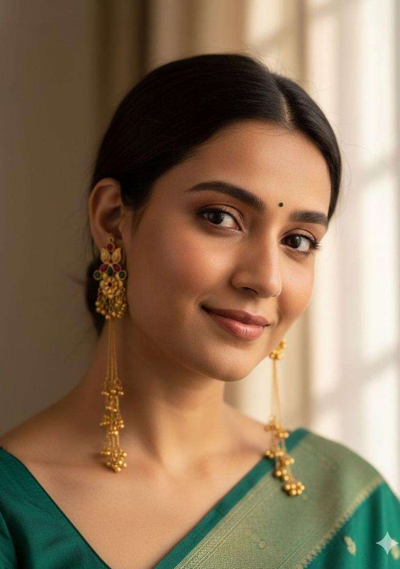Gold-Plated Floral Earrings for Women | Traditional Ethnic Jewellery for Wedding & Festive Wear | Gift for Her - Indya