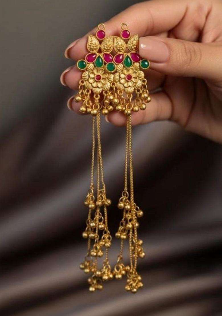 Gold-Plated Floral Earrings for Women | Traditional Ethnic Jewellery for Wedding & Festive Wear | Gift for Her - Indya