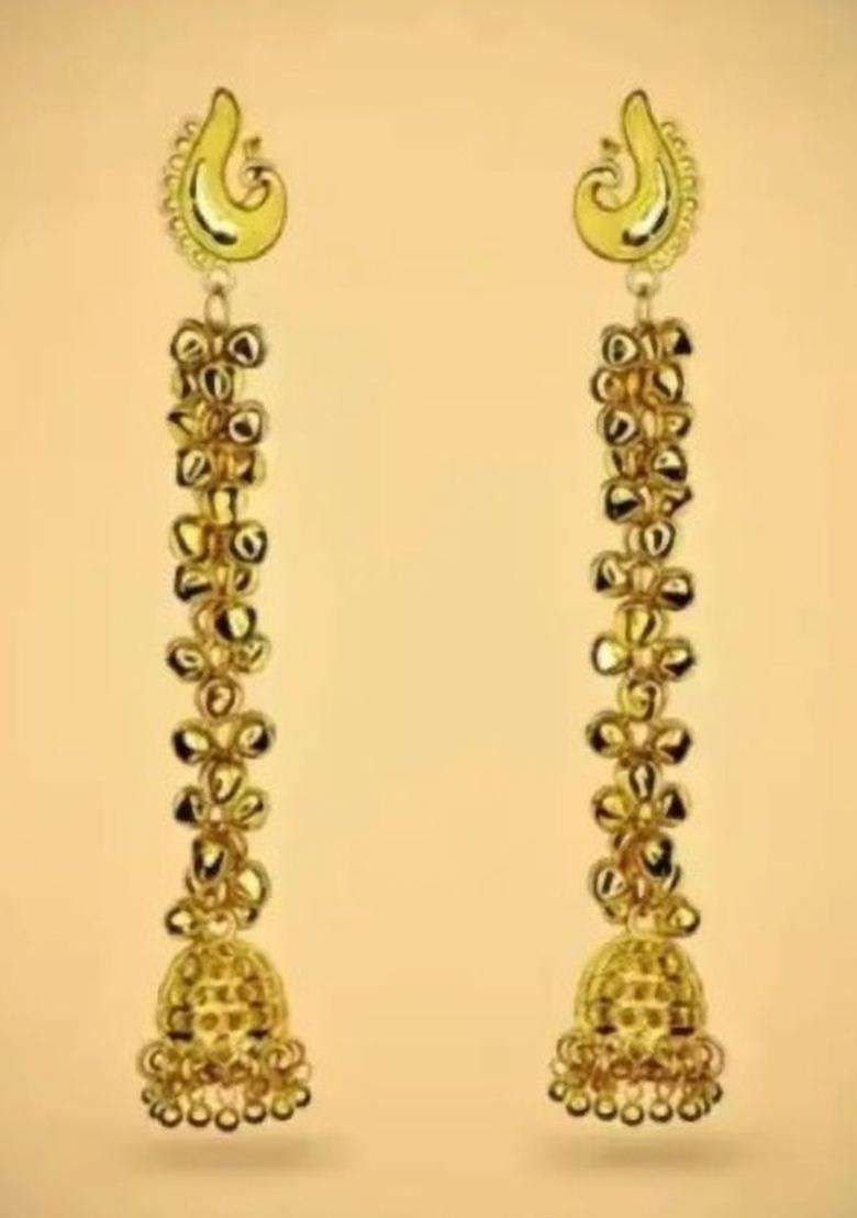 Gold-Plated Peacock Shaped Jhumkas Earrings for Women | Traditional Ethnic Jewellery for Wedding & Festive Wear | Gift for Her - Indya