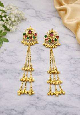 Gold-Plated Contemporary Drop Earrings for Women | Traditional Ethnic Jewellery for Wedding & Festive Wear | Gift for Her