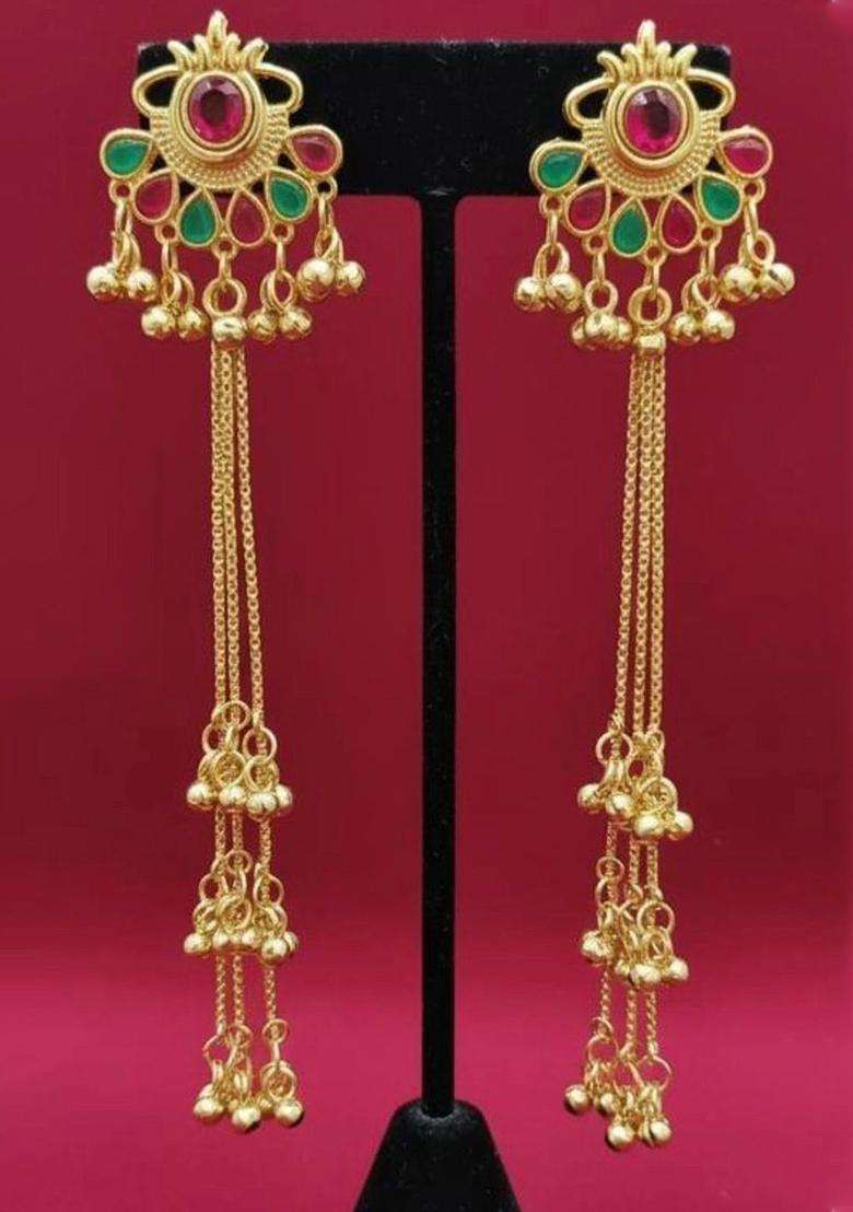 Gold-Plated Contemporary Drop Earrings for Women | Traditional Ethnic Jewellery for Wedding & Festive Wear | Gift for Her - Indya