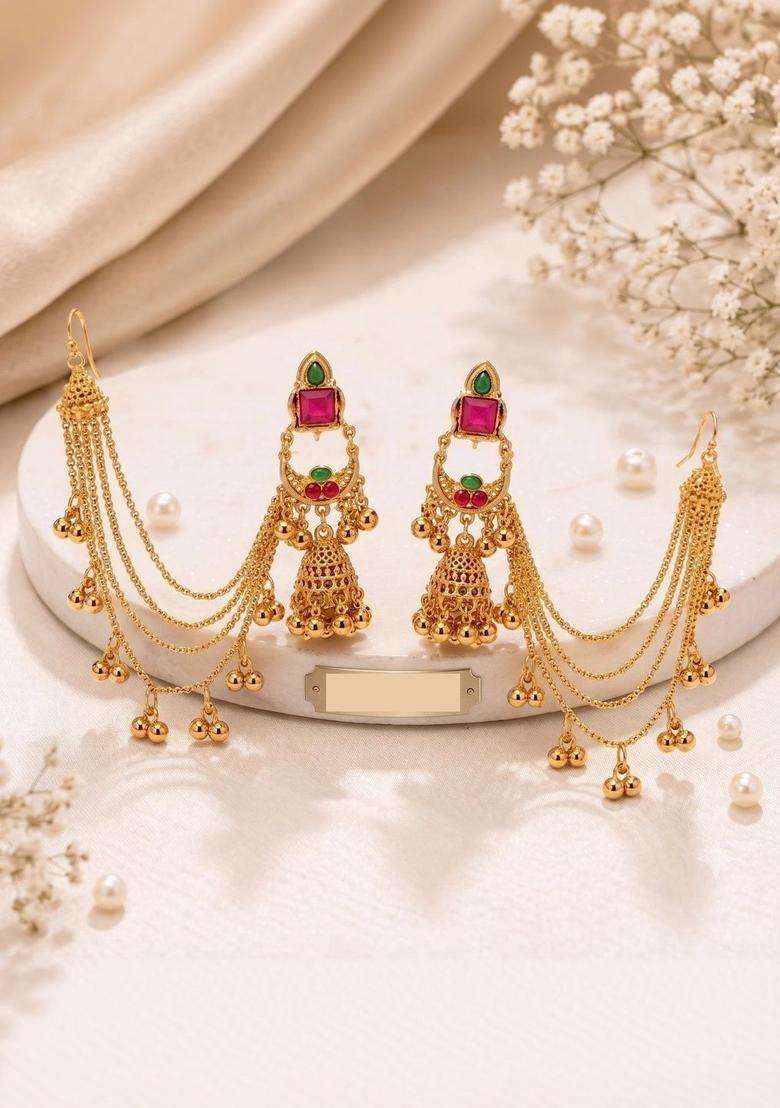 Gold-Plated Contemporary Jhumkas Earrings for Women | Traditional Ethnic Jewellery for Wedding & Festive Wear | Gift for Her - Indya