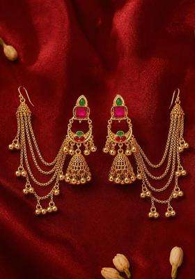 Gold-Plated Contemporary Jhumkas Earrings for Women | Traditional Ethnic Jewellery for Wedding & Festive Wear | Gift for Her