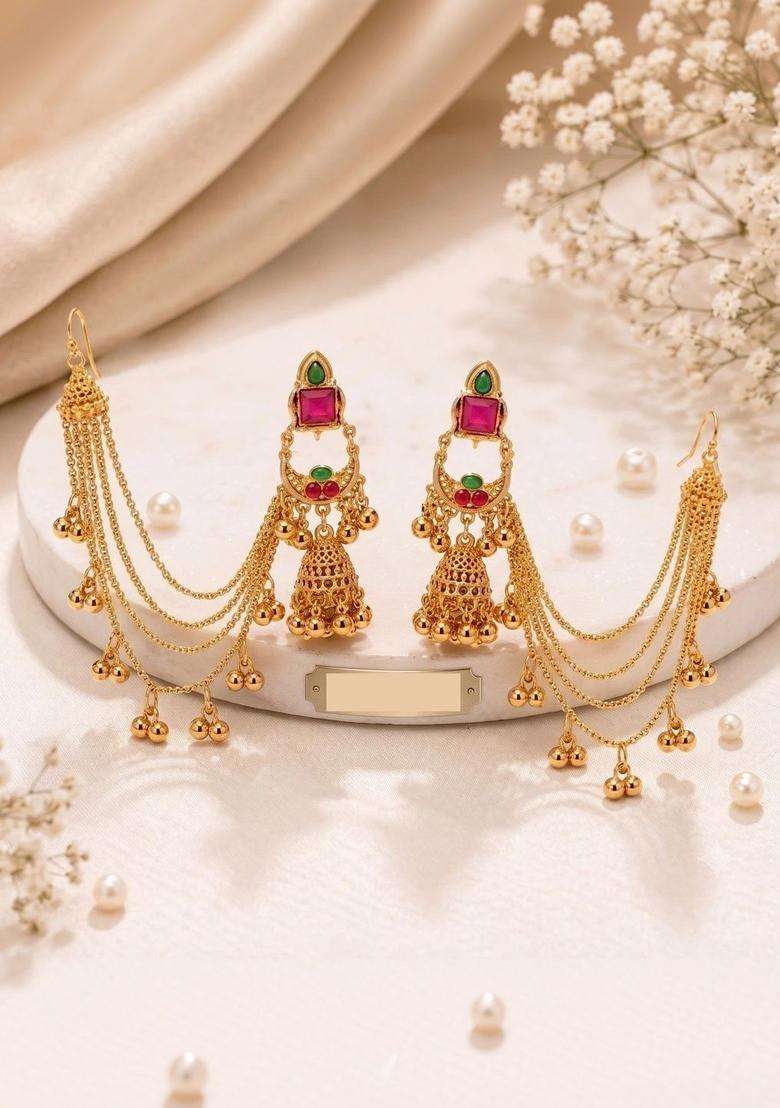 Gold-Plated Contemporary Jhumkas Earrings for Women | Traditional Ethnic Jewellery for Wedding & Festive Wear | Gift for Her - Indya