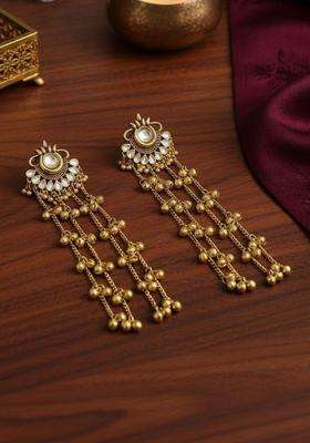 Gold-Plated Contemporary Drop Earrings for Women | Traditional Ethnic Jewellery for Wedding & Festive Wear | Gift for Her