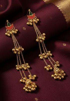 Gold-Plated Contemporary Drop Earrings for Women | Traditional Ethnic Jewellery for Wedding & Festive Wear | Gift for Her