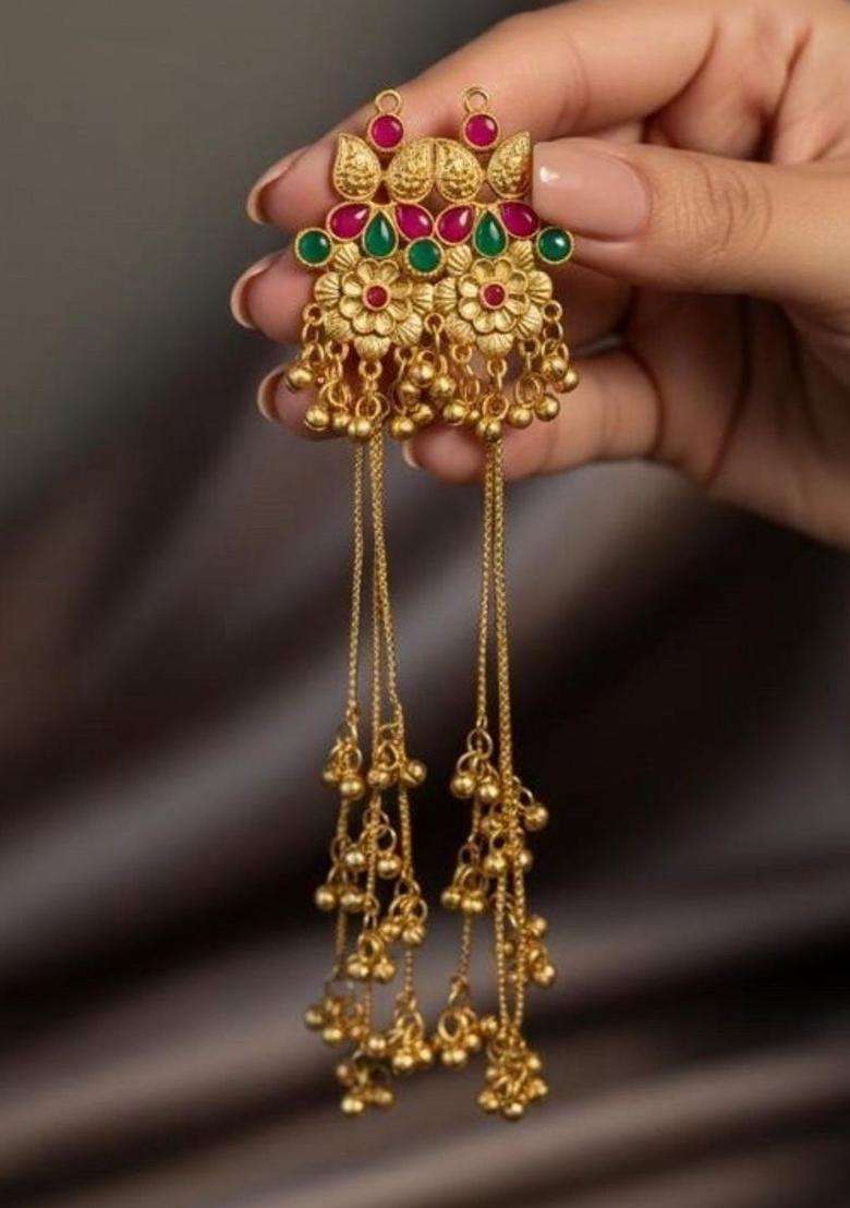 Gold-Plated Floral Earrings for Women | Traditional Ethnic Jewellery for Wedding & Festive Wear | Gift for Her - Indya