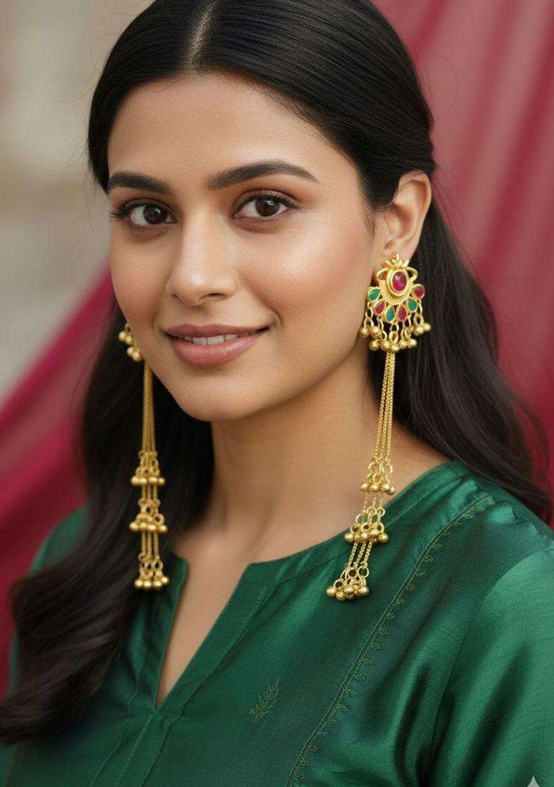 Gold-Plated Floral Drop Earrings for Women | Traditional Ethnic Jewellery for Wedding & Festive Wear | Gift for Her - Indya