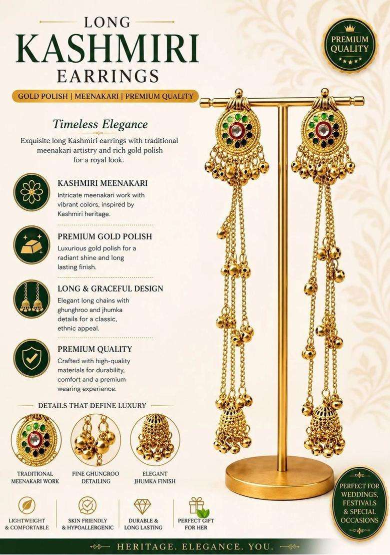 Gold-Plated Contemporary Drop Earrings for Women | Traditional Ethnic Jewellery for Wedding & Festive Wear | Gift for Her - Indya