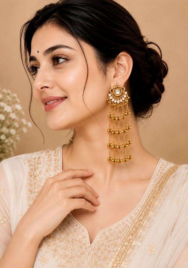 Gold-Plated Circular Chandbalis Earrings for Women | Traditional Ethnic Jewellery for Wedding & Festive Wear | Gift for Her - Indya