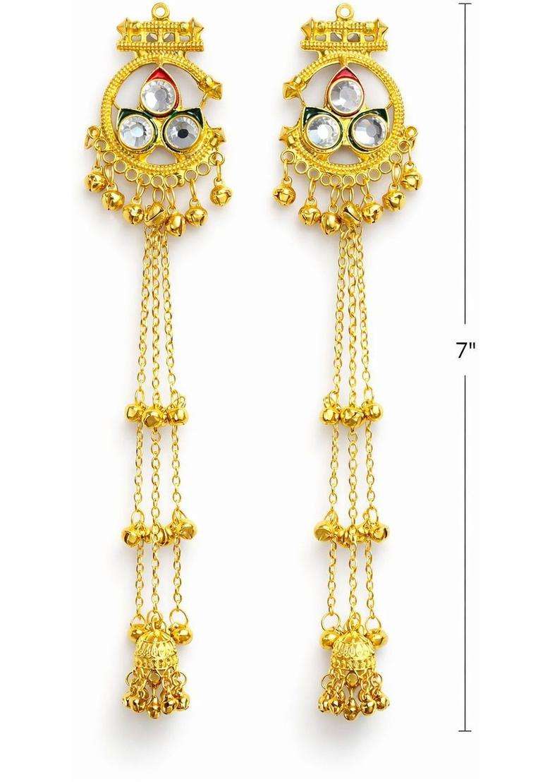 Gold-Plated Circular Drop Earrings for Women | Traditional Ethnic Jewellery for Wedding & Festive Wear | Gift for Her - Indya