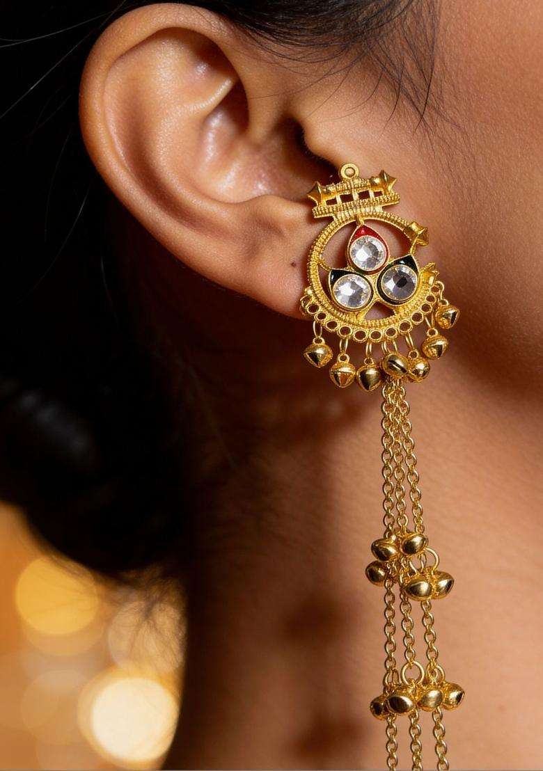 Gold-Plated Circular Drop Earrings for Women | Traditional Ethnic Jewellery for Wedding & Festive Wear | Gift for Her - Indya