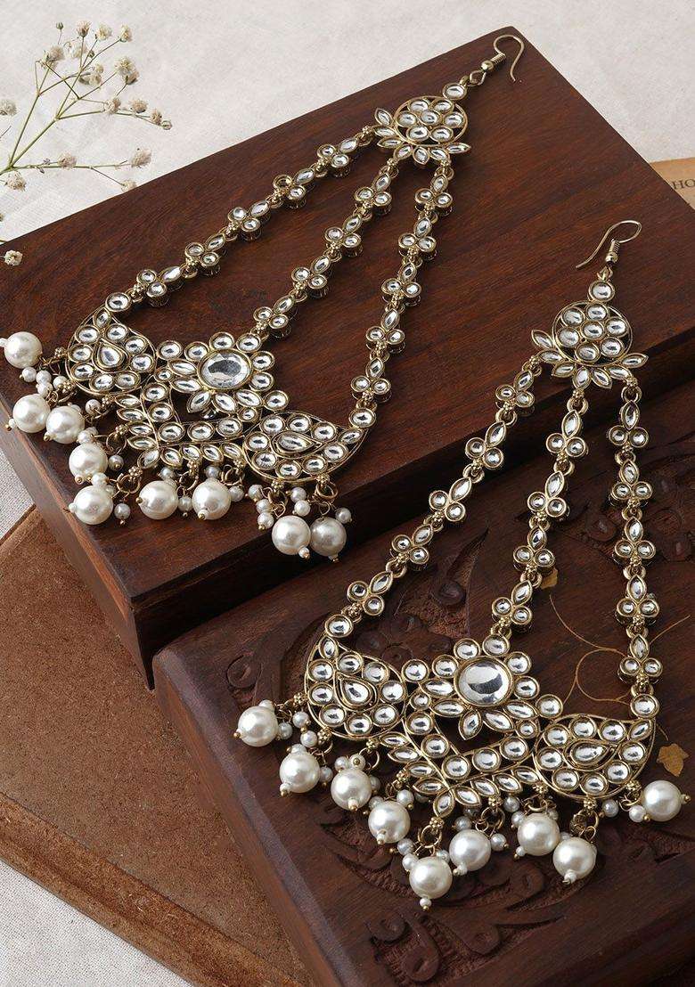 Gold-Plated Beads Beaded Contemporary Drop Earrings for Women | Traditional Ethnic Jewellery for Wedding & Festive Wear | Gift for Her - Indya