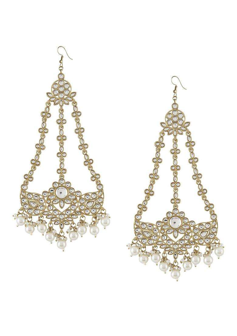 Gold-Plated Beads Beaded Contemporary Drop Earrings for Women | Traditional Ethnic Jewellery for Wedding & Festive Wear | Gift for Her - Indya