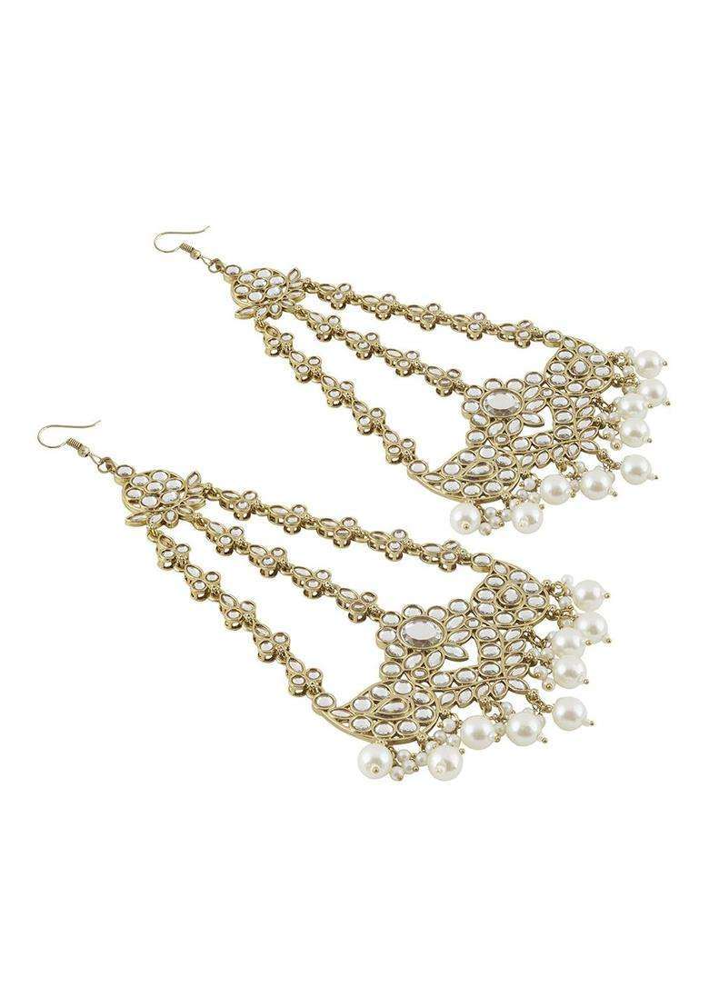 Gold-Plated Beads Beaded Contemporary Drop Earrings for Women | Traditional Ethnic Jewellery for Wedding & Festive Wear | Gift for Her - Indya