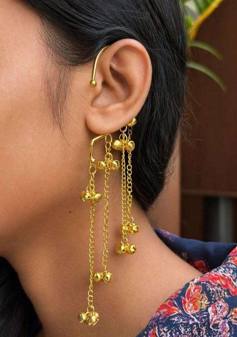 Teardrop Shaped Ear Cuff Earrings for Women | Traditional Ethnic Jewellery for Wedding & Festive Wear | Gift for Her - Indya
