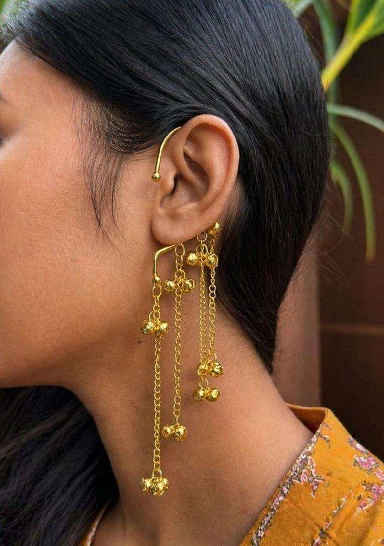 Teardrop Shaped Ear Cuff Earrings for Women | Traditional Ethnic Jewellery for Wedding & Festive Wear | Gift for Her - Indya
