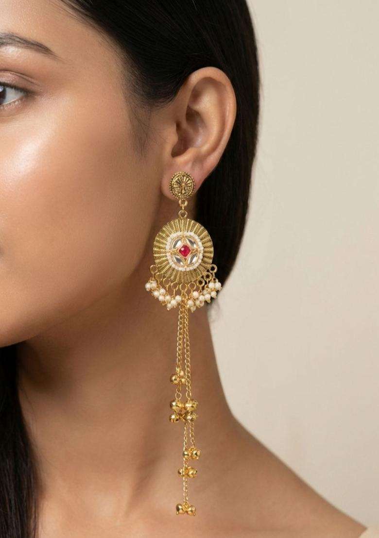 Circular Drop Earrings for Women | Traditional Ethnic Jewellery for Wedding & Festive Wear | Gift for Her - Indya