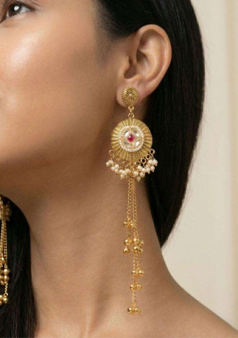 Circular Drop Earrings for Women | Traditional Ethnic Jewellery for Wedding & Festive Wear | Gift for Her - Indya